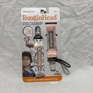 BooginHead Pacigrip 2‎ Pacifier Clips Girls Pink Rainbow 0+ Months New